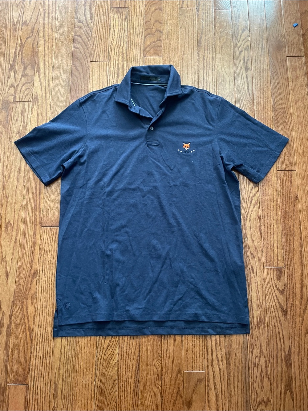 Grayson Navy Blue Polo Fox Logo Men’s Sz Medium